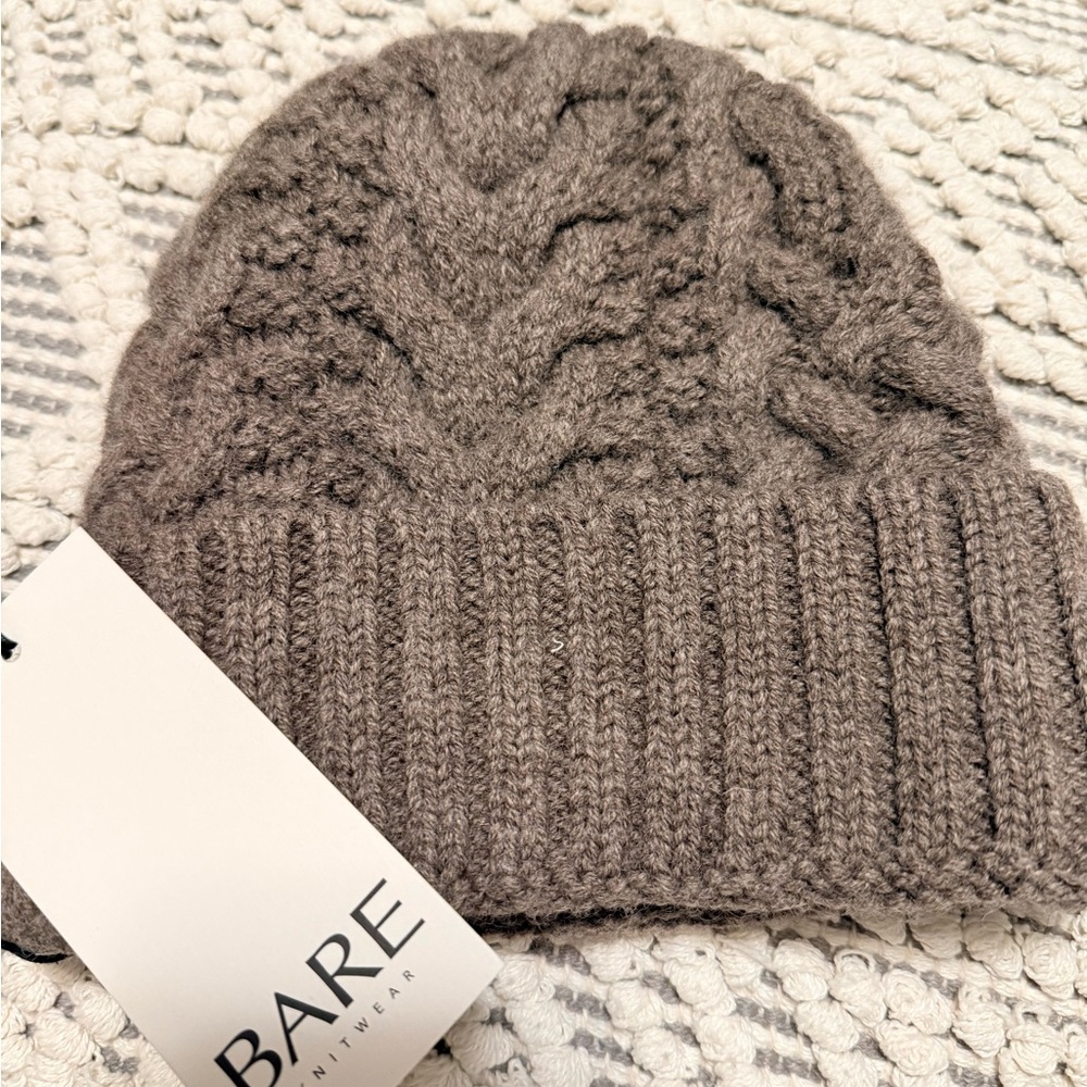 Bare Knitwear Wool Beanie in Taupe